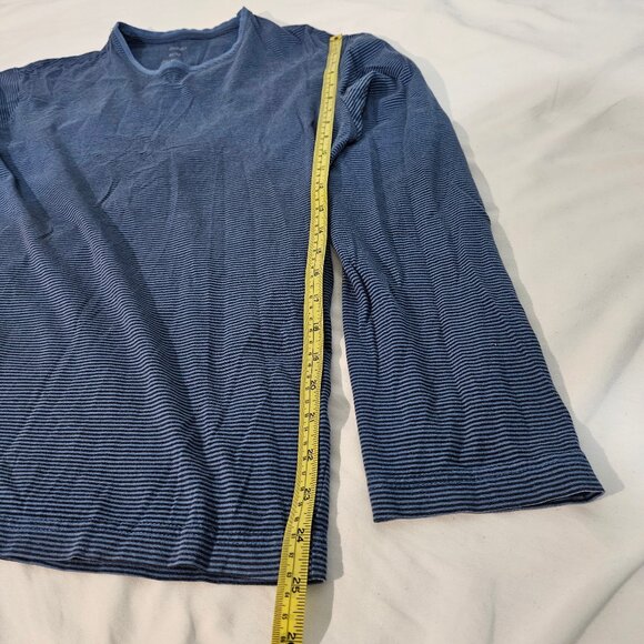 George - Men's Striped Long-Sleeve Tee Black & Blue Medium - Picture 3 of 9